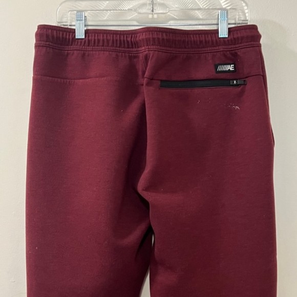 American Eagle Maroon Fleece Elastic Drawstring Waist Jogger Pants Size Large - Picture 5 of 13